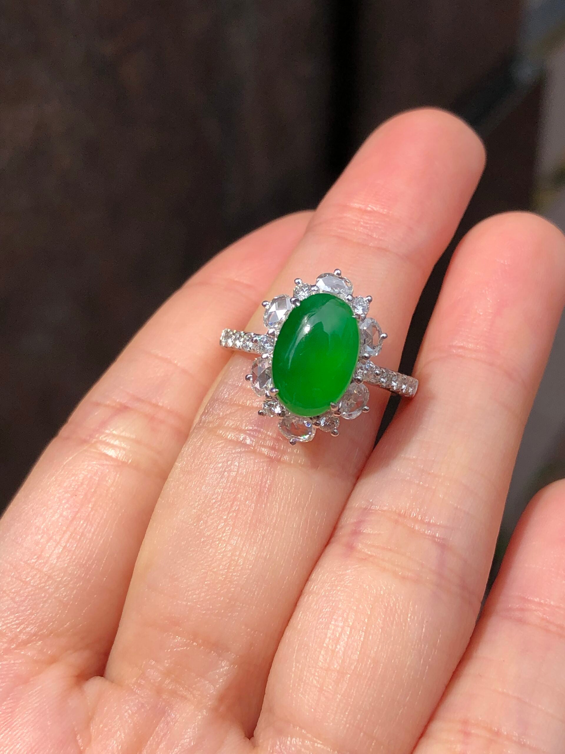 Green Jade Cabochon Ring