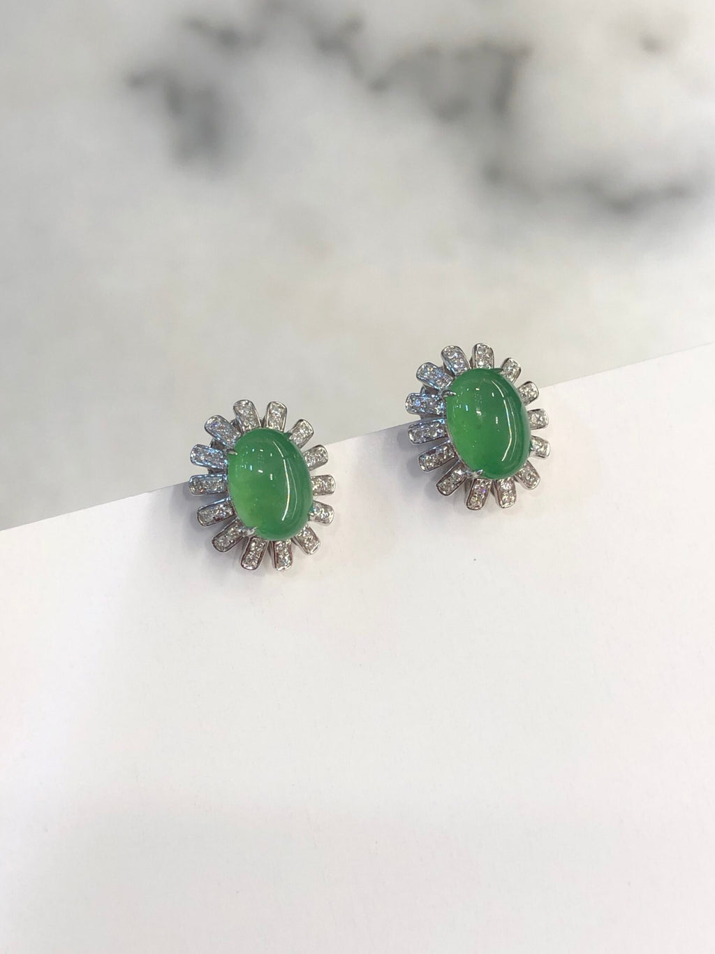 Green Jade Cabochons Earrings