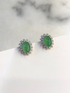 Green Jade Cabochons Earrings