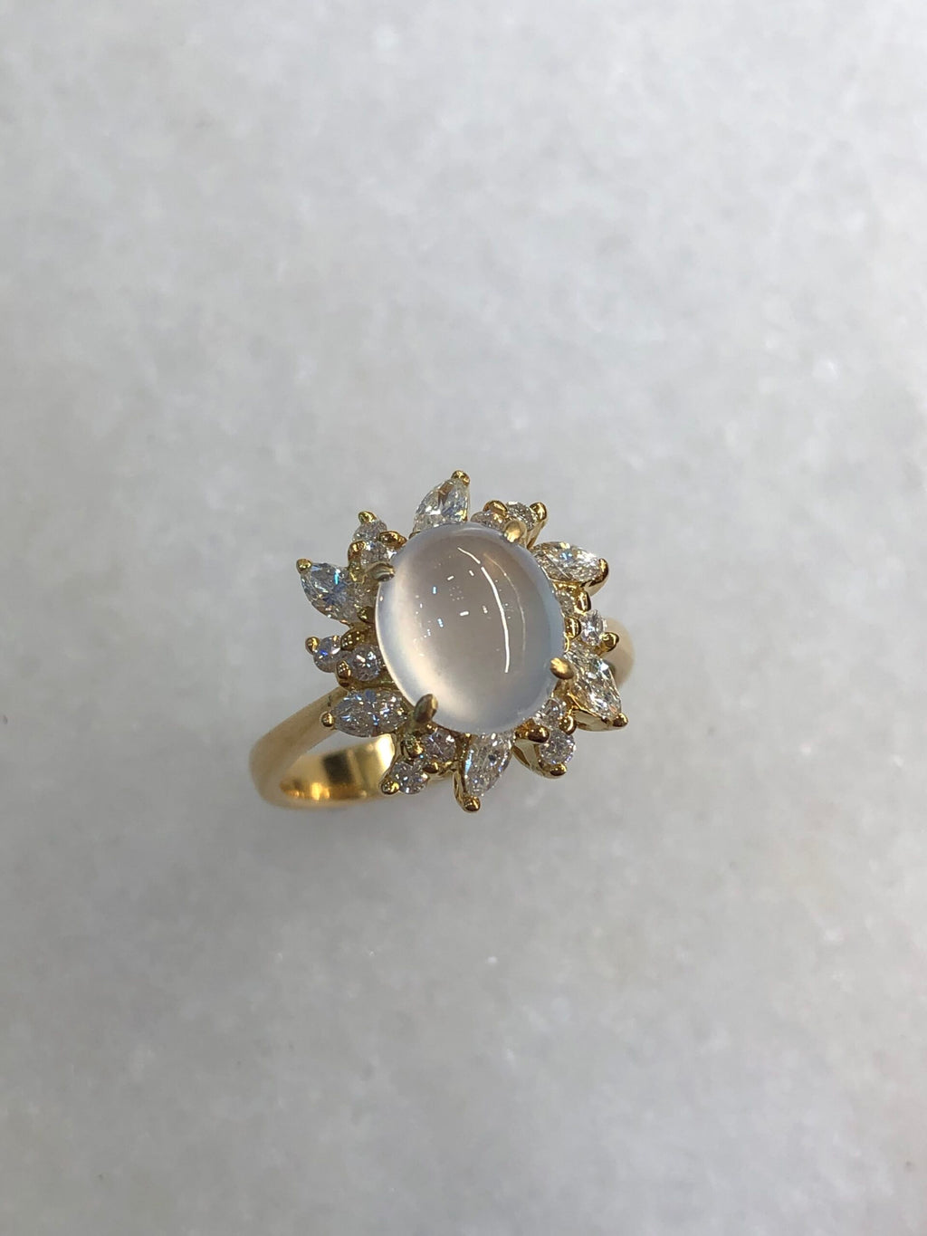 Icy Jade Cabochon Ring (Glassy Variety)