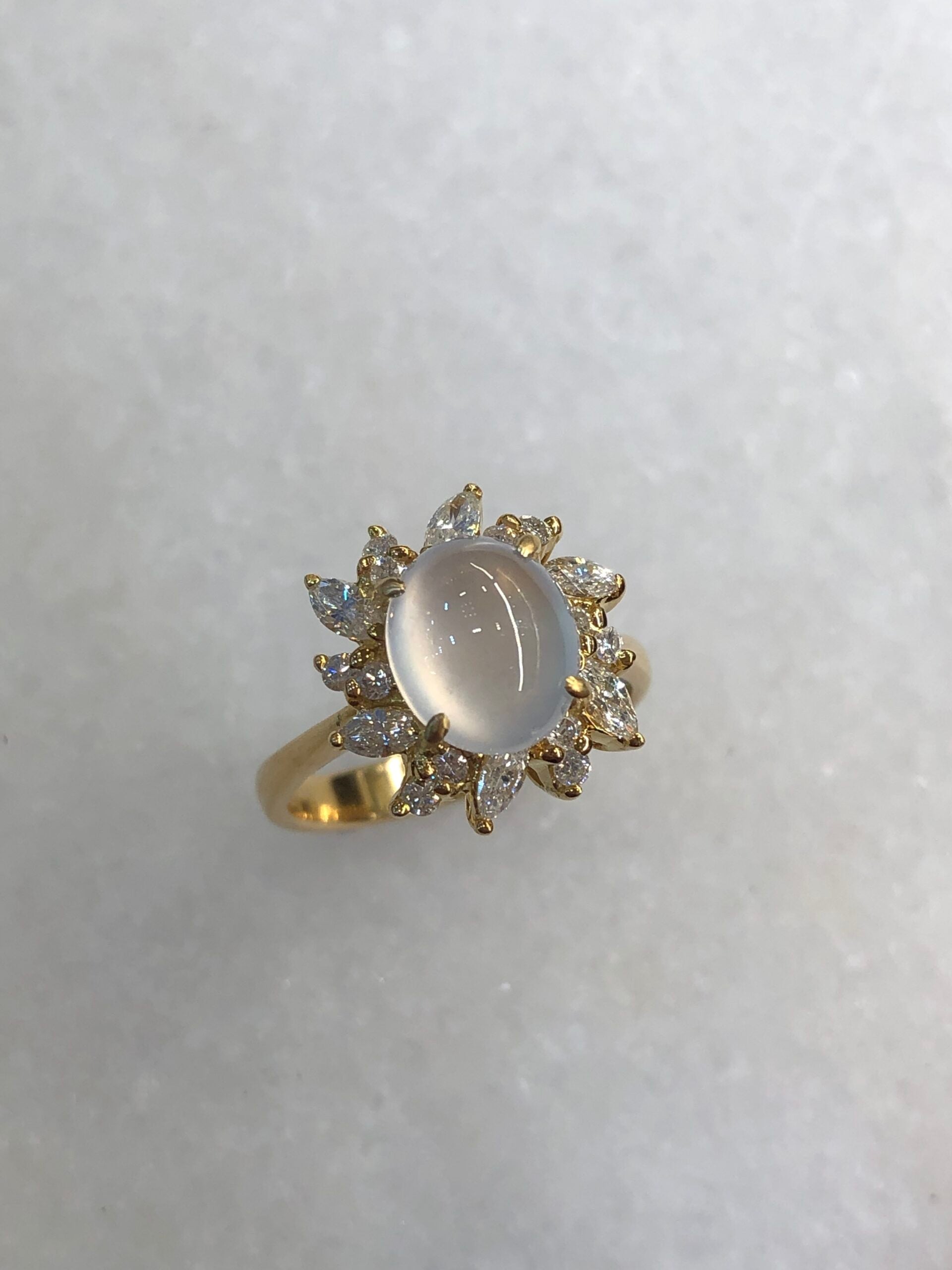 Icy Jade Cabochon Ring (Glassy Variety)