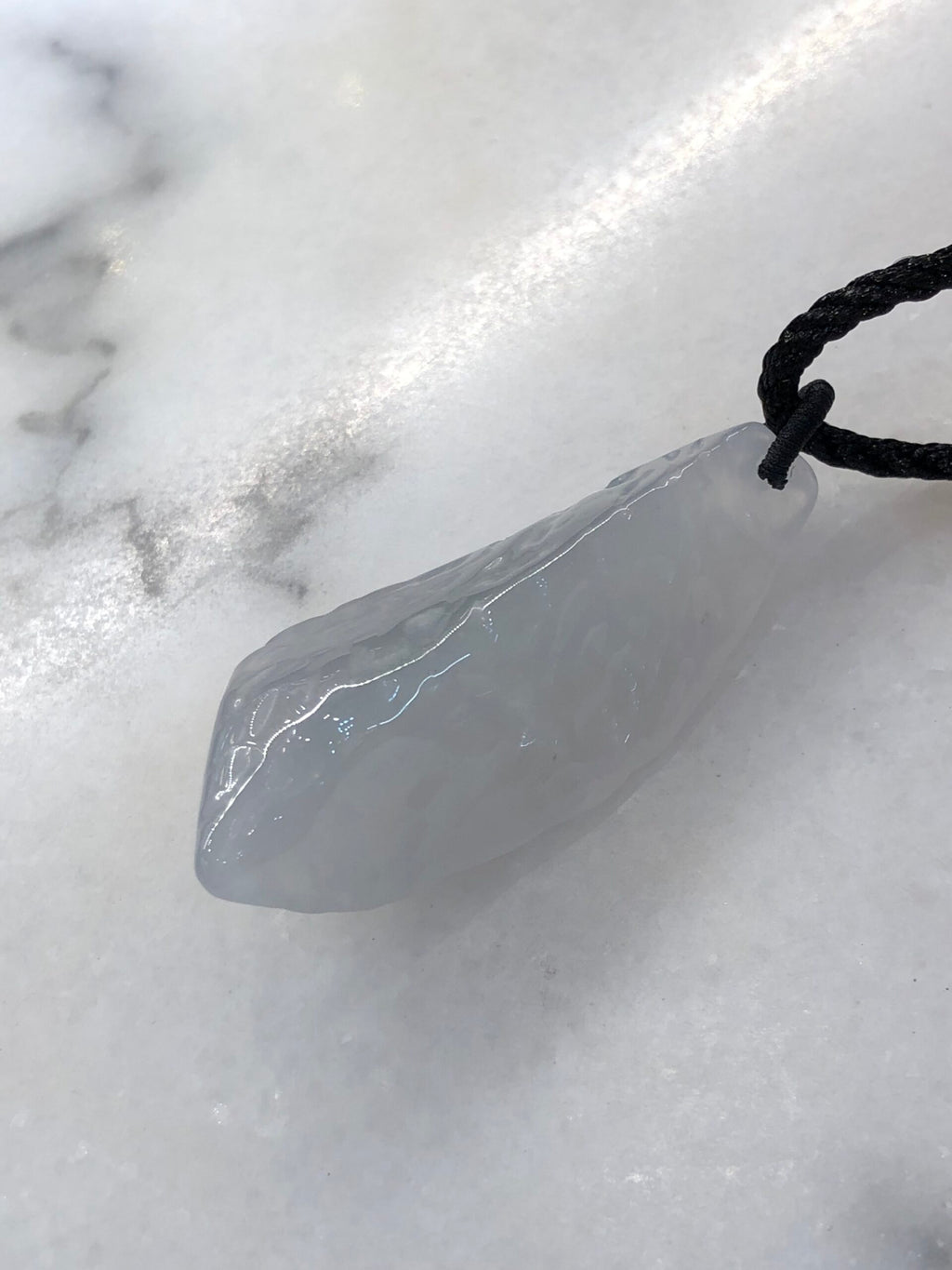 Icy White Jade Freeform Pendant