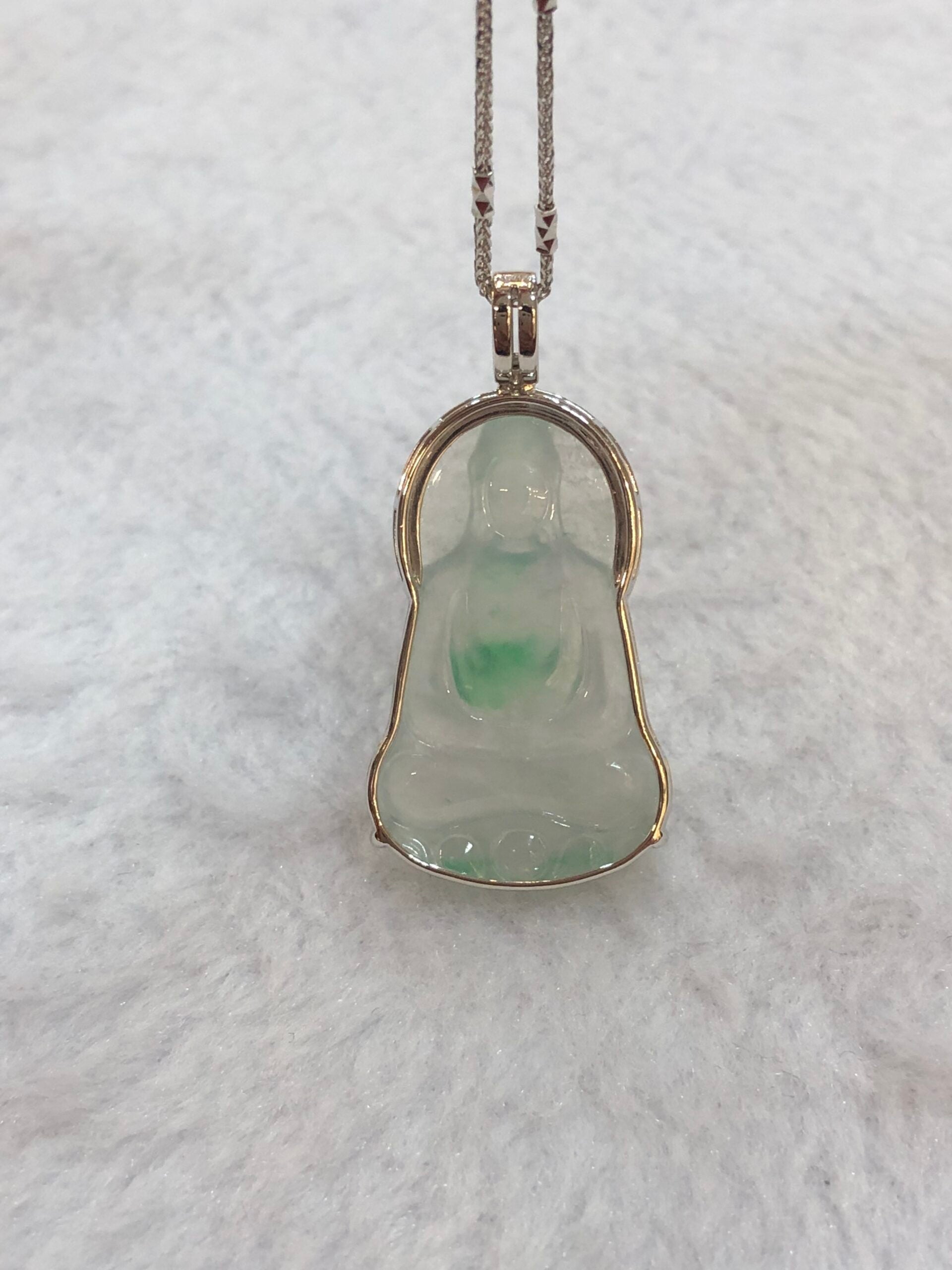 Icy Green Jade Guan Yin Pendant