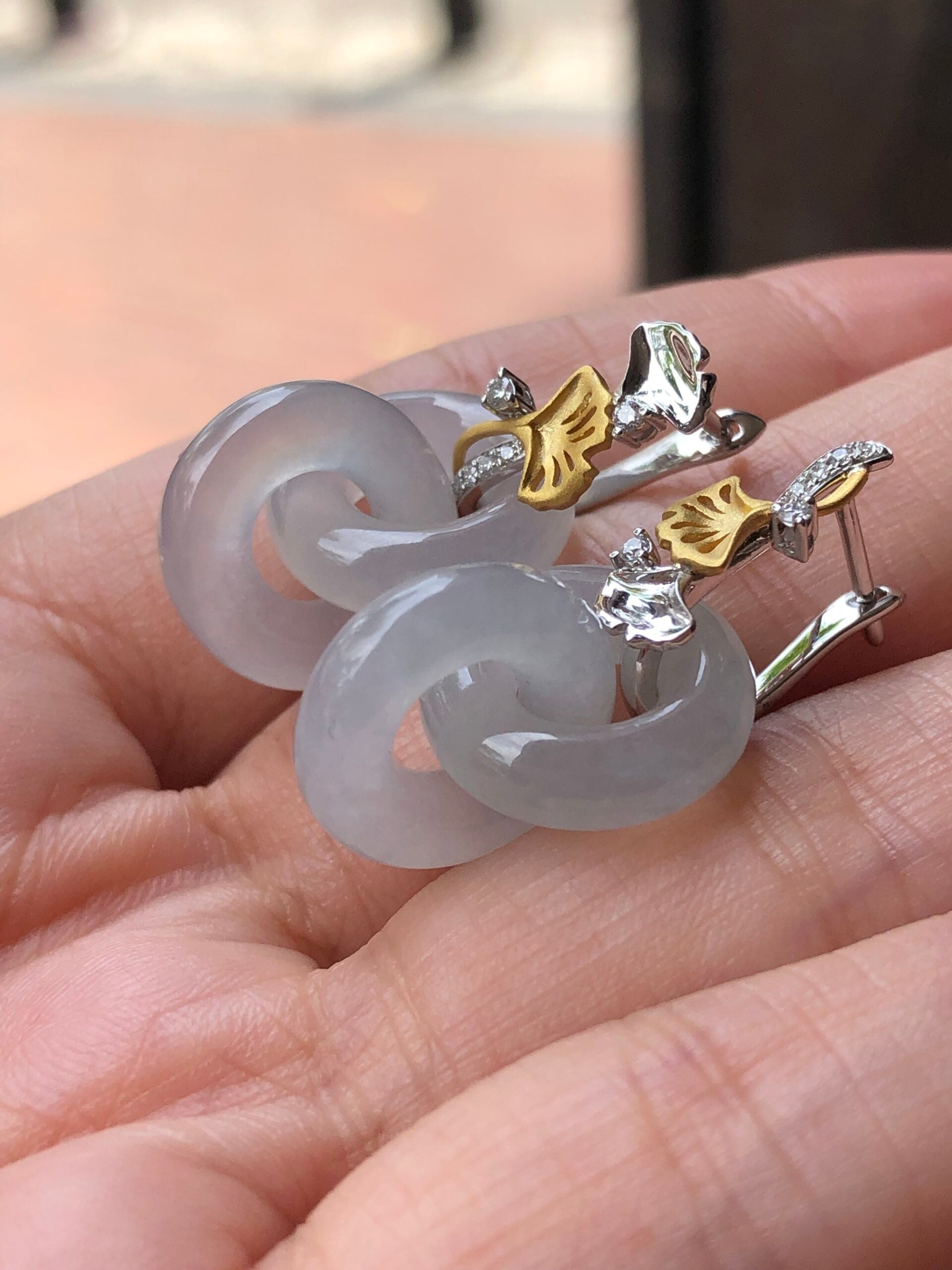 Icy Jade Double Loops Earrings