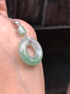 Icy Green Jade Donut Pendant