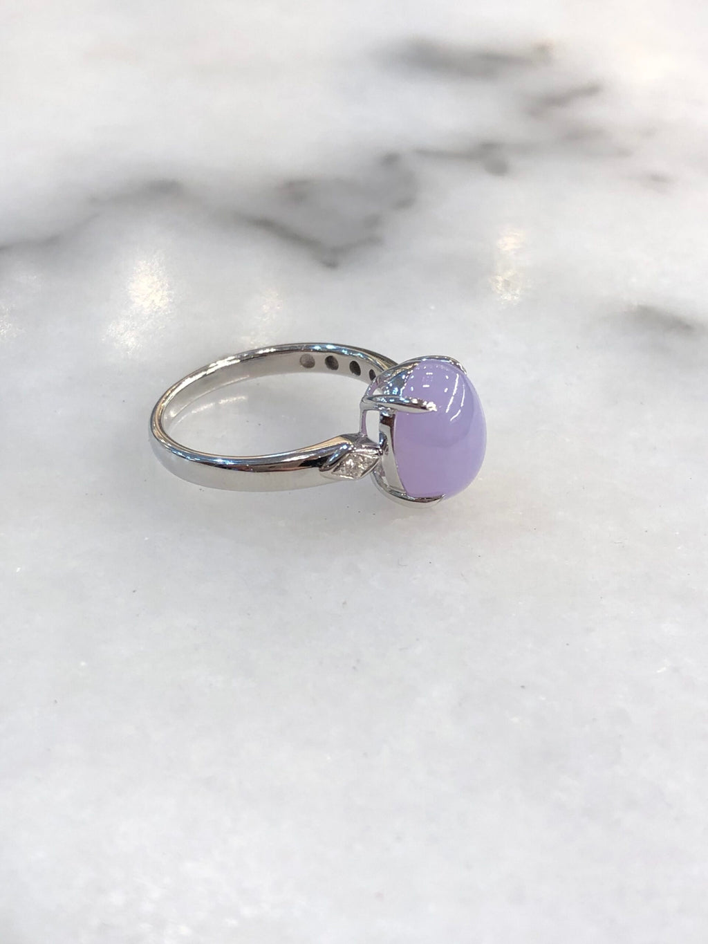 Lavender Jade Cabochon Ring