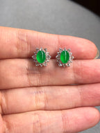 Icy Green Jade Cabochons Earrings