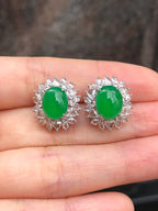 Icy Green Jade Cabochons Earrings