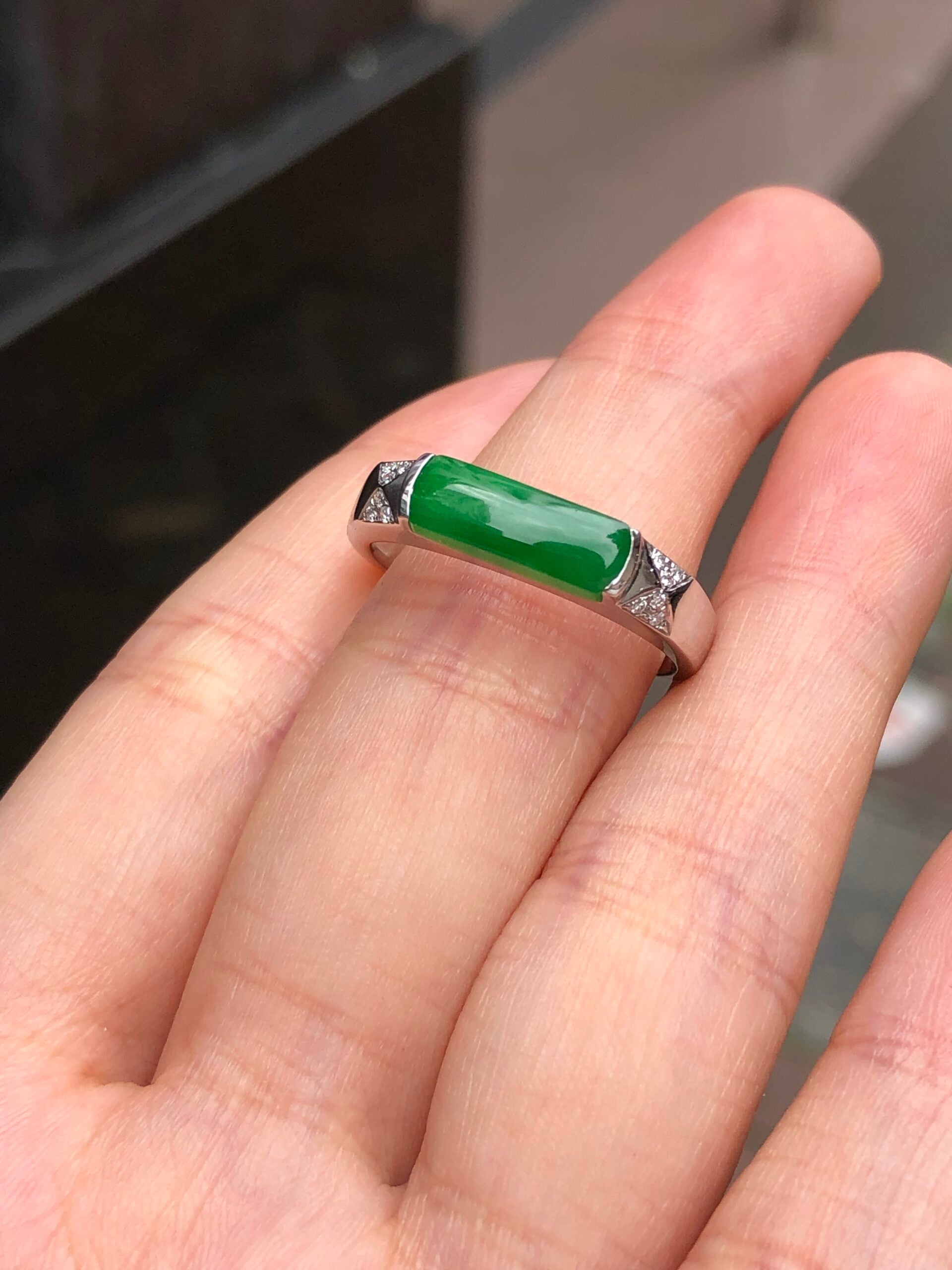 Green Jade Saddle Ring