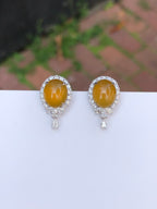 Icy Honey Jade Cabochons Earrings