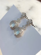 Icy Jade Cabochon Earrings (Glassy Variety)