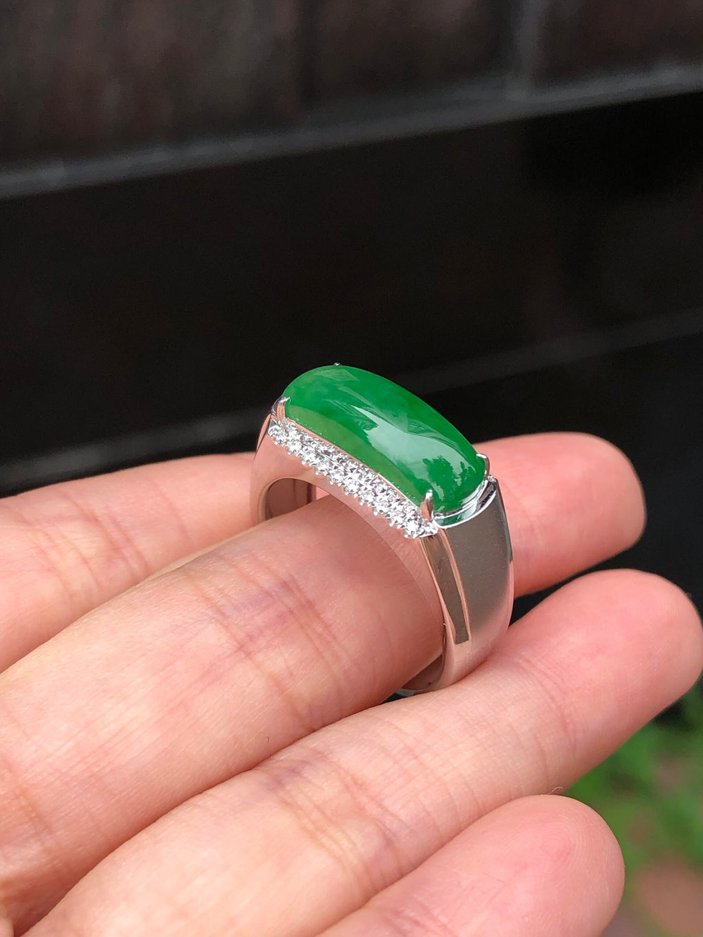 Icy Green Jade Saddle Ring