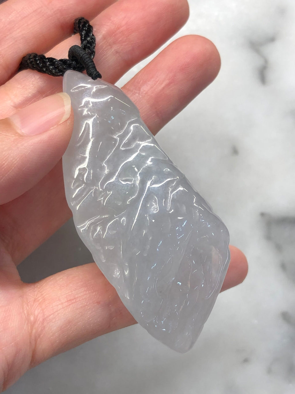 Icy White Jade Freeform Pendant