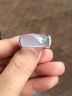 Icy Lavender with Green Jade Saddle Ring
