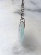Icy White with Green Jade Safety Coin Pendant