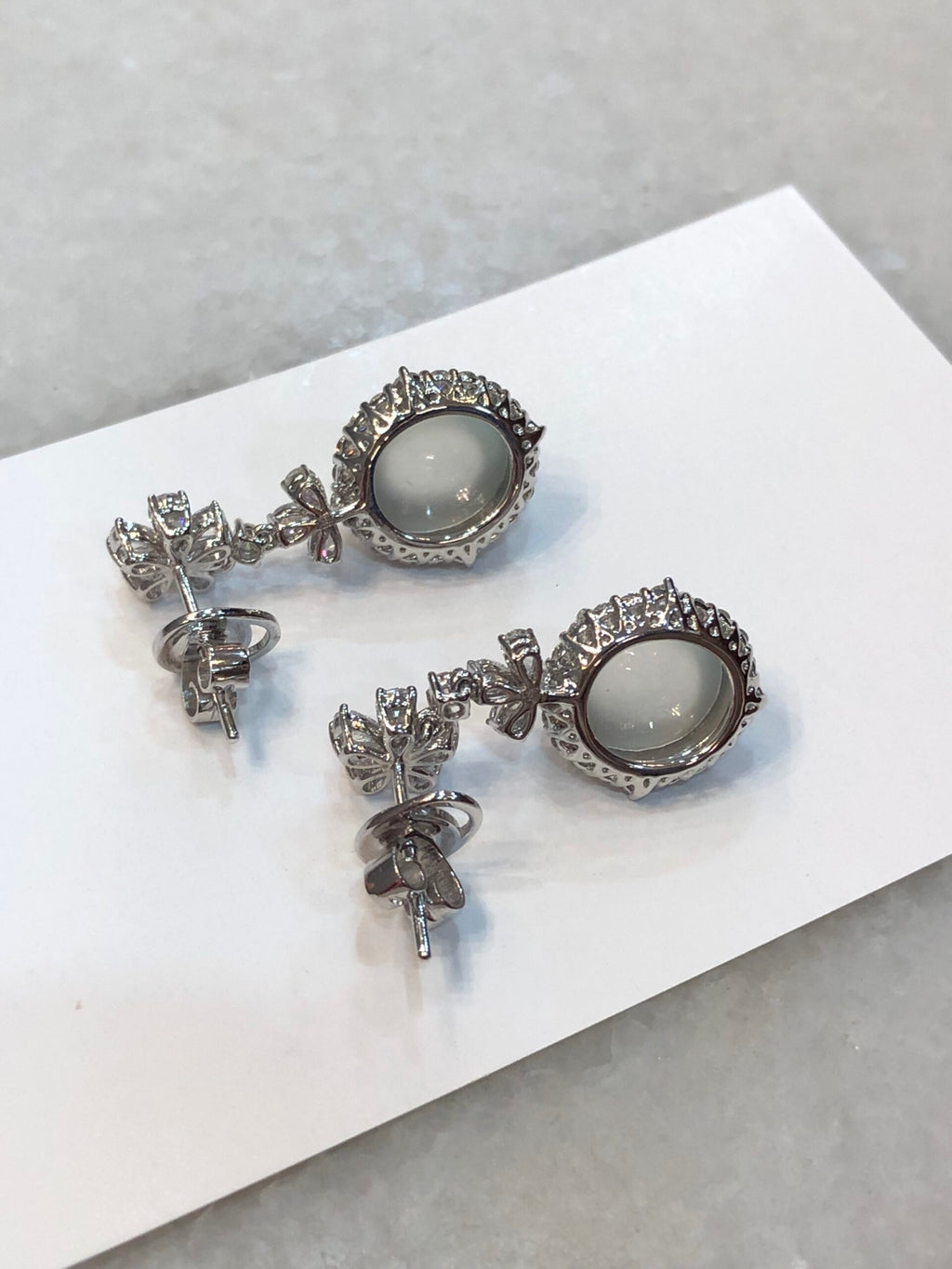 Icy Jade Cabochon Earrings (Glassy Variety)