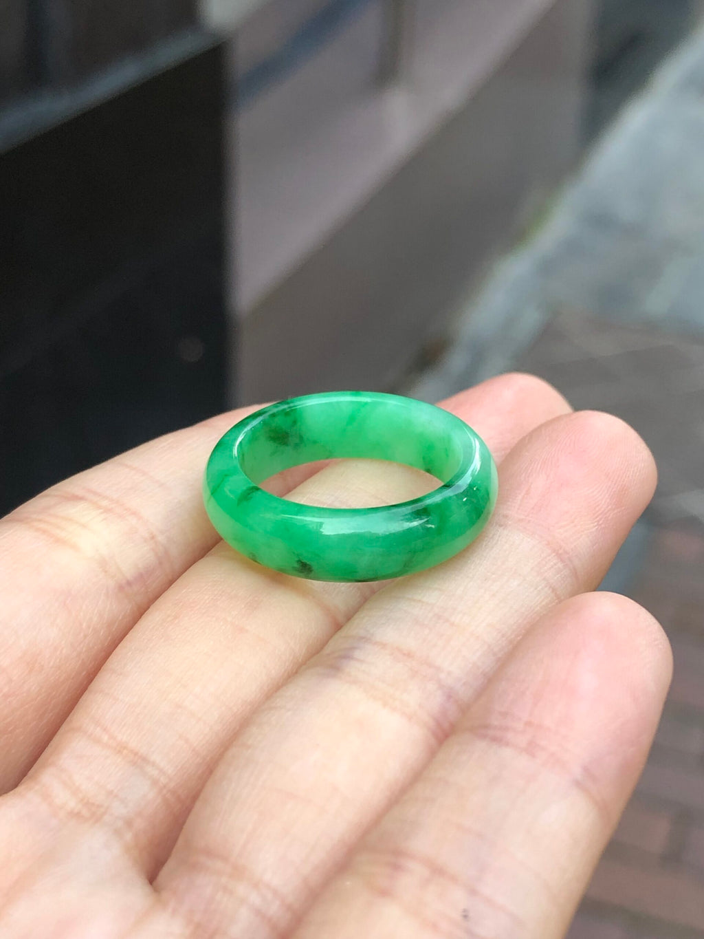 Green Jade Hololith Ring
