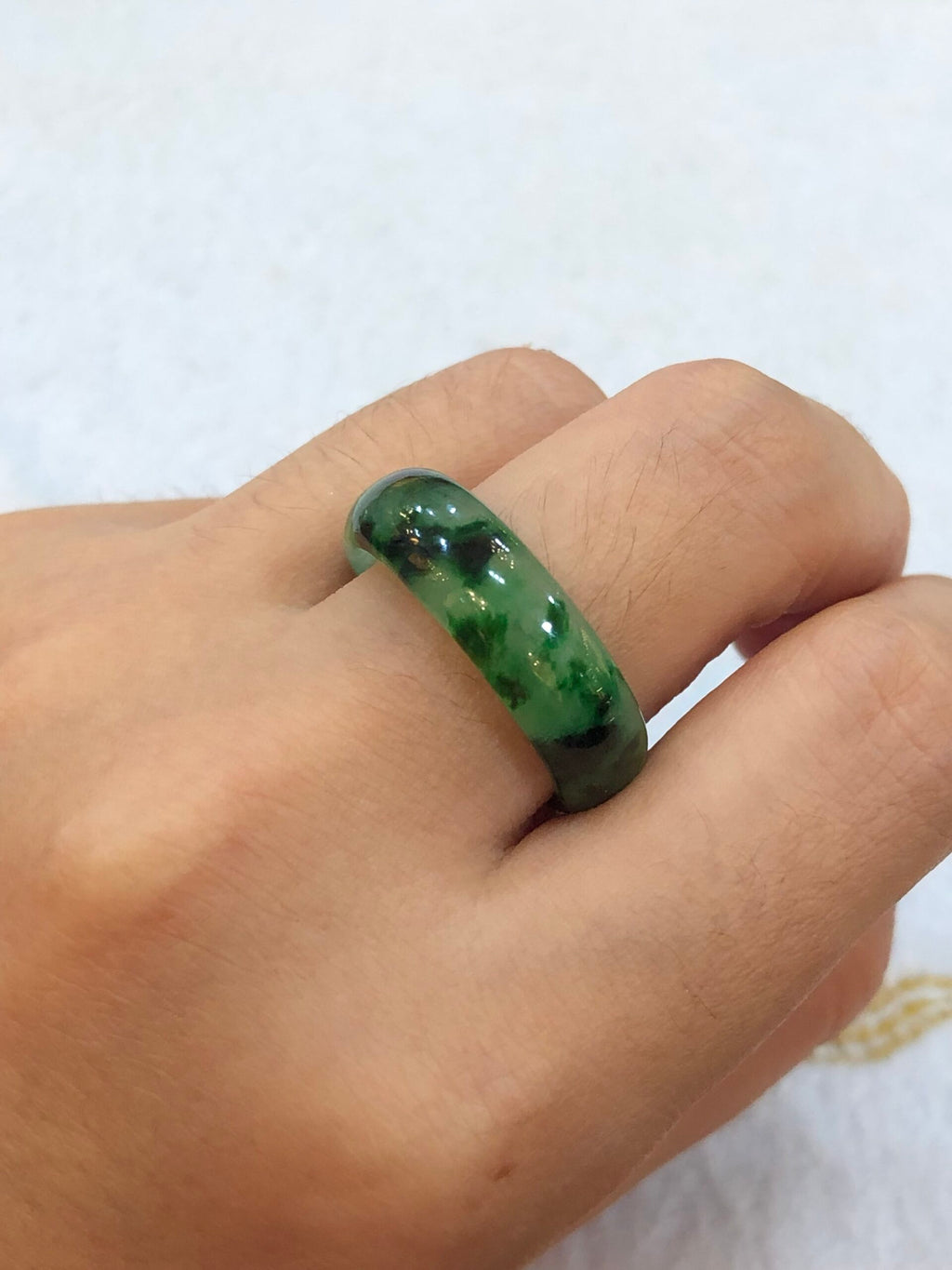 Green Jade Hololith Ring