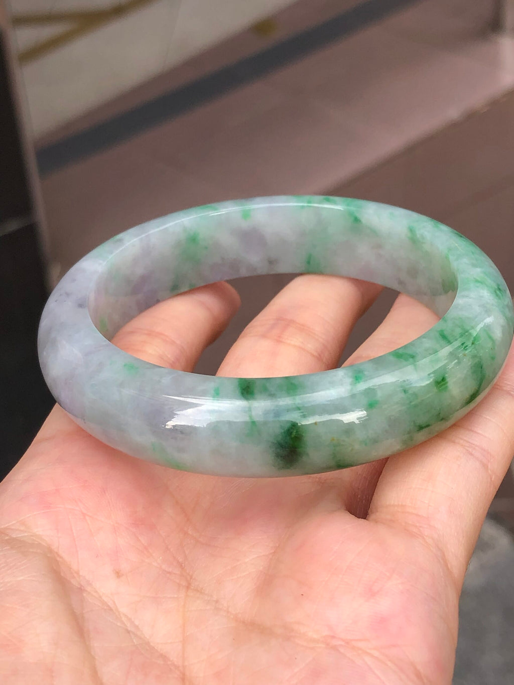 Green with Lavender Jade Bangle