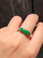 Green Jade Saddle Ring