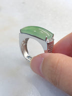 Icy Green Jade Saddle Ring