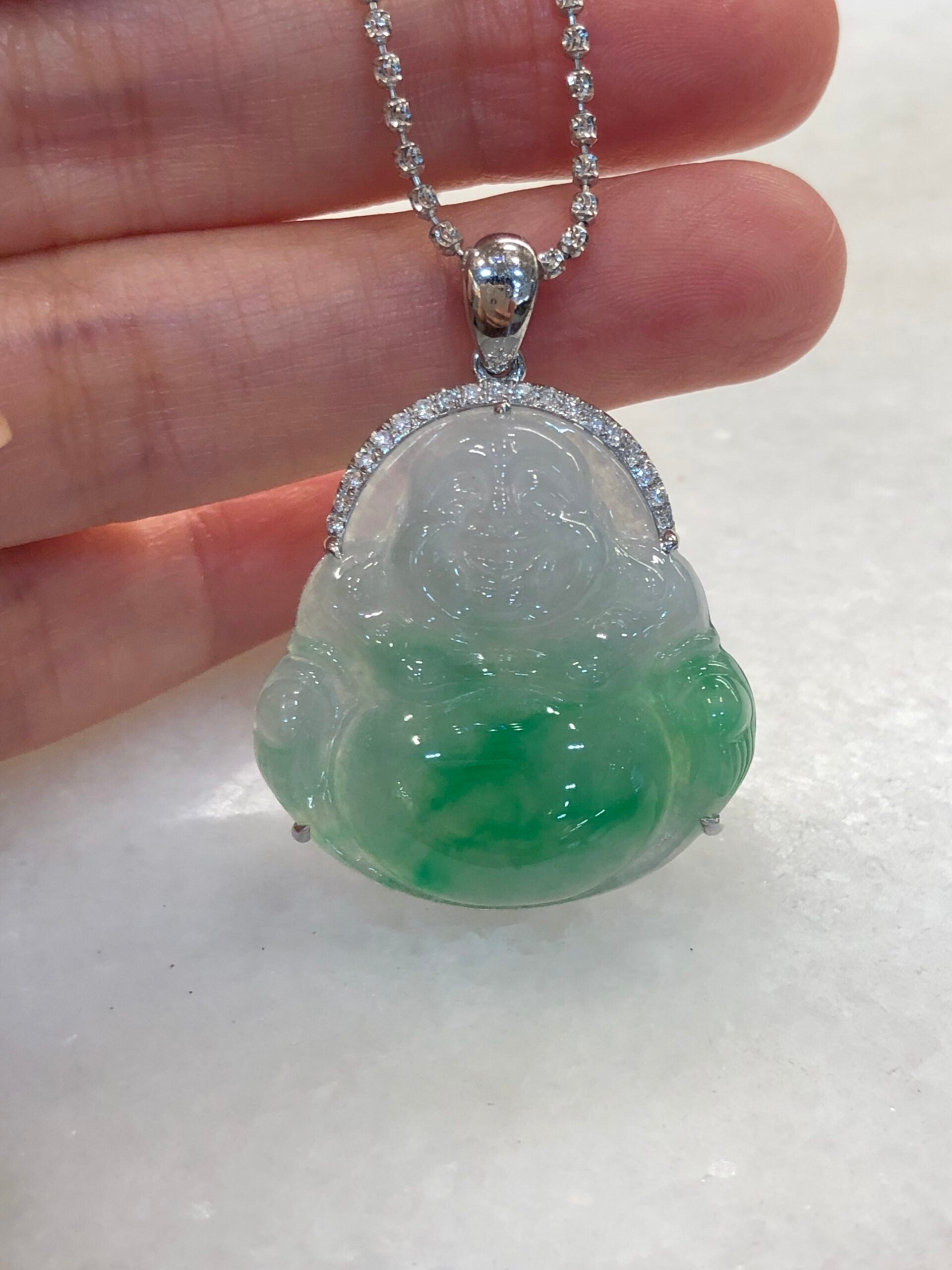 Green Jade Buddha Pendant