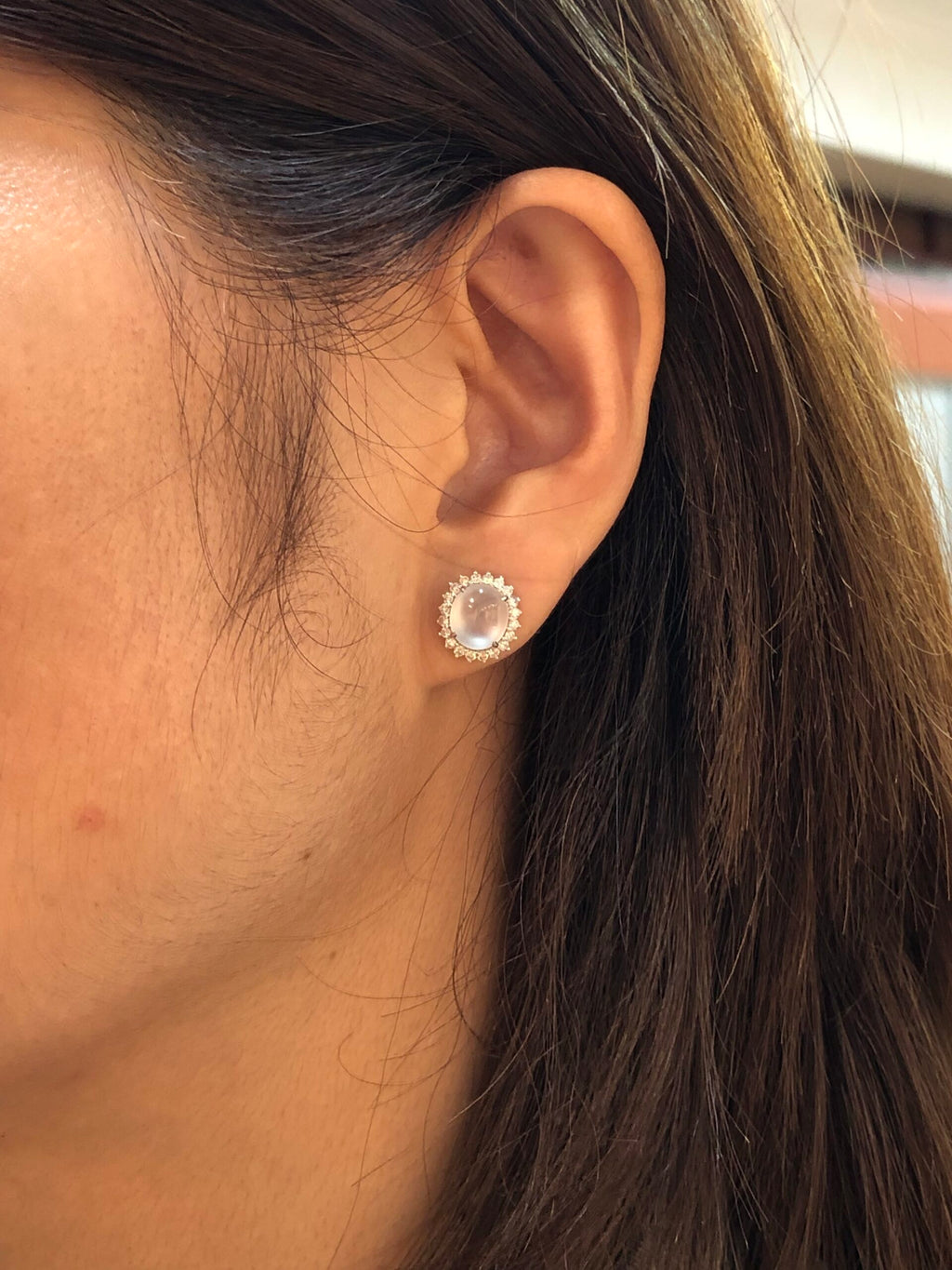 Icy Jade Cabochons Earrings (Glassy Variety)