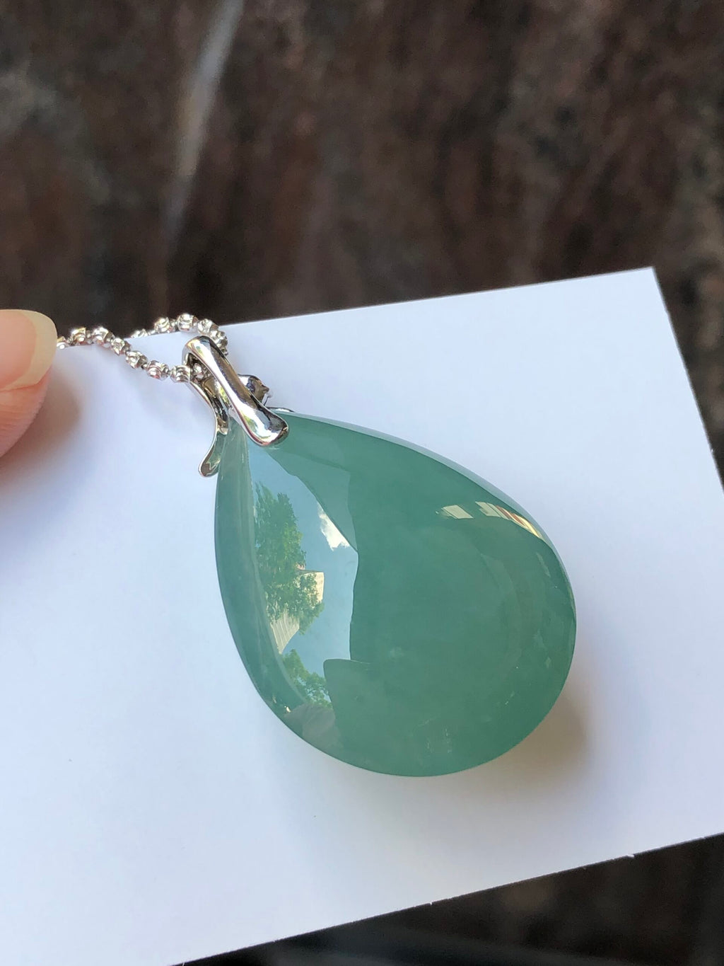Bluish Green Jade Dewdrop Pendant
