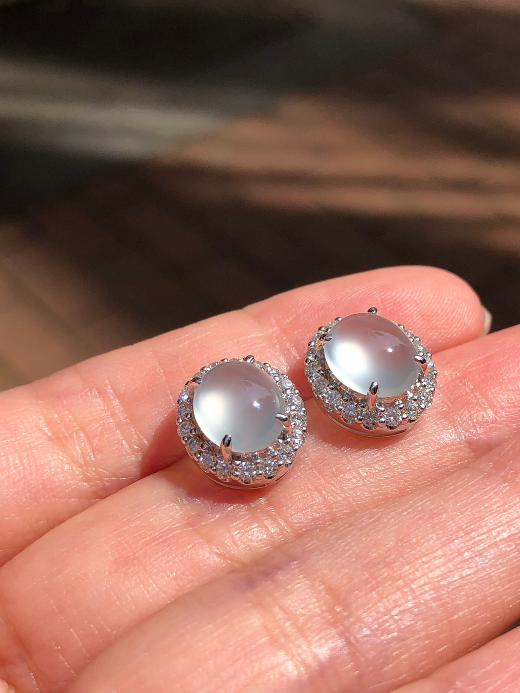 Icy Jade Cabochons Earrings (Glassy Variety)