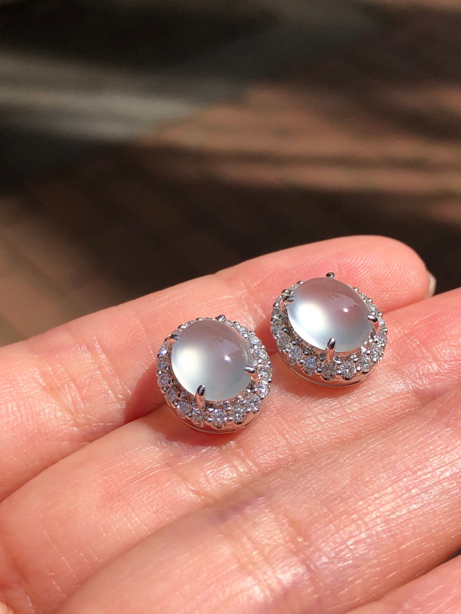 Icy Jade Cabochons Earrings (Glassy Variety)