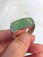 Icy Green Jade Saddle Ring