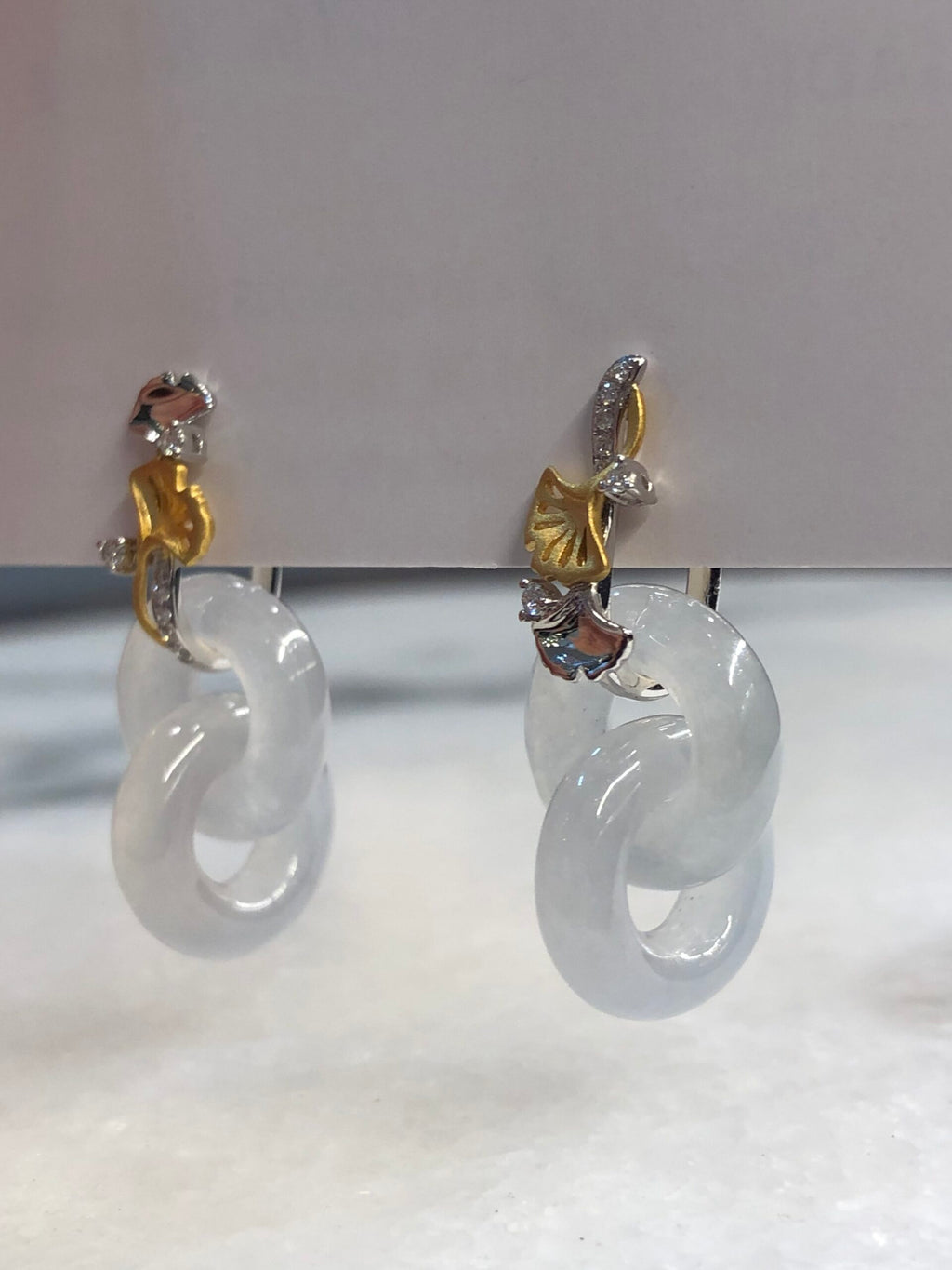 Icy Jade Double Loops Earrings