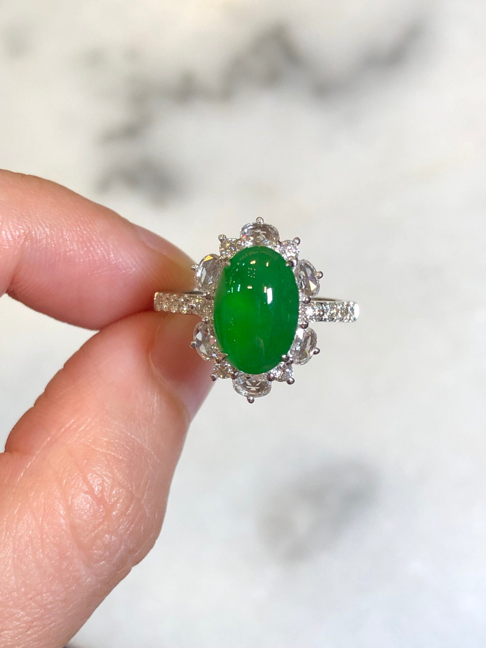 Green Jade Cabochon Ring