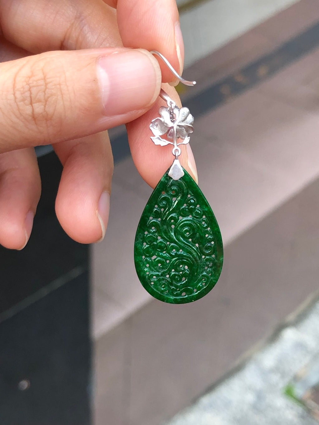 Green Jade Water-Drop Earrings