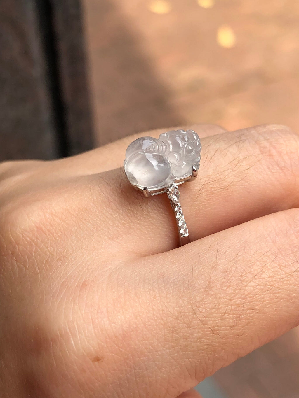 Icy Jade Pixiu Ring