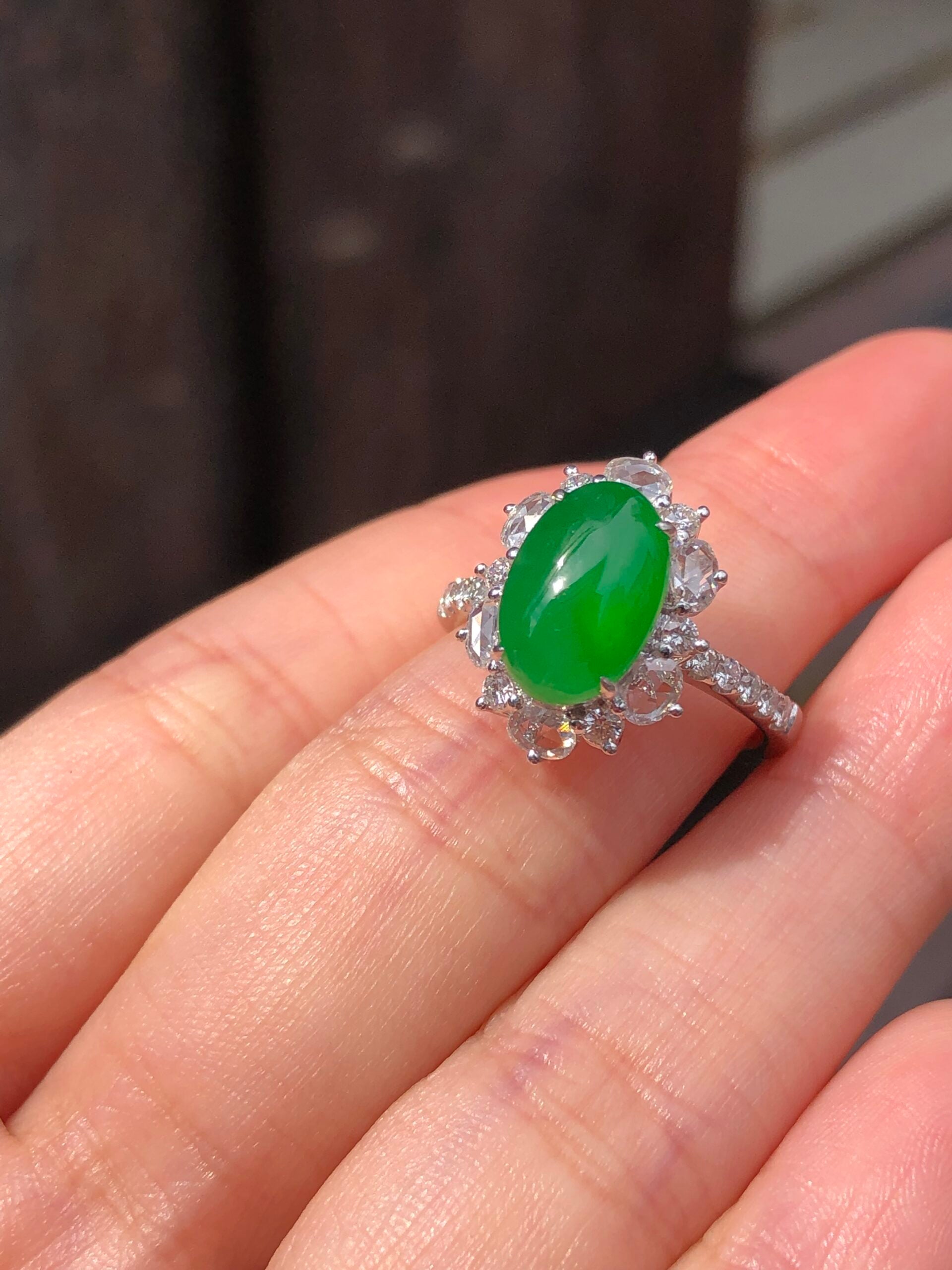 Green Jade Cabochon Ring