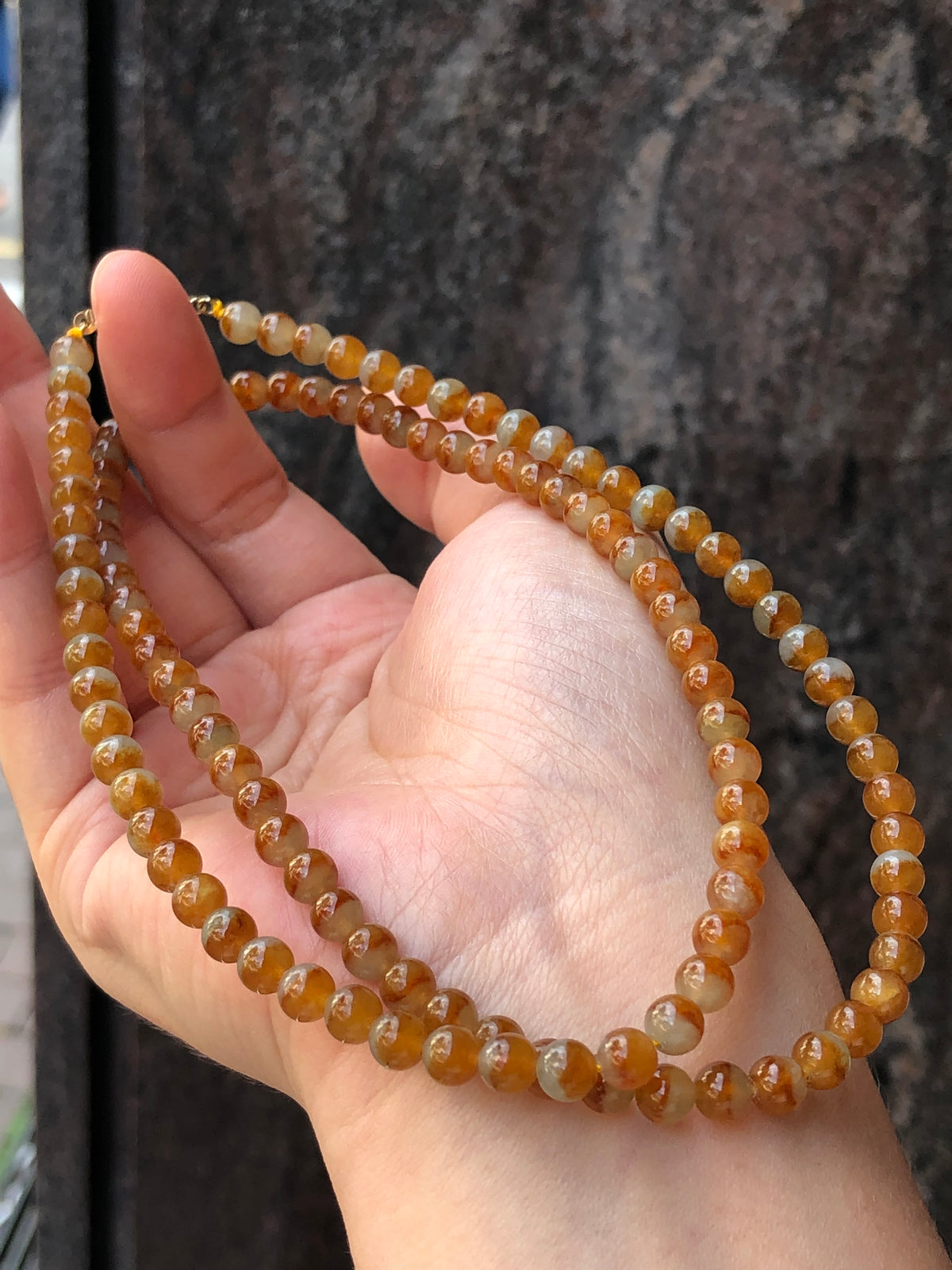 Natural Type A Duo-Colour Red Jadeite Beads Necklace | ClassicJade