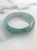 Icy Bluish Green Floral Jade Bangle