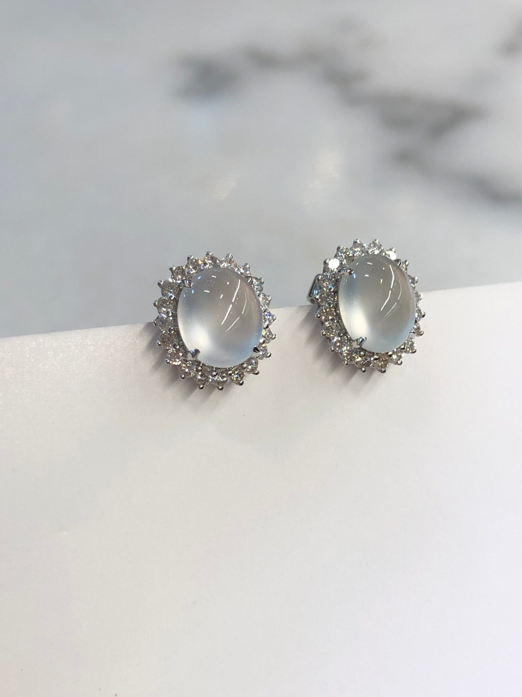 Icy Jade Cabochons Earrings (Glassy Variety)