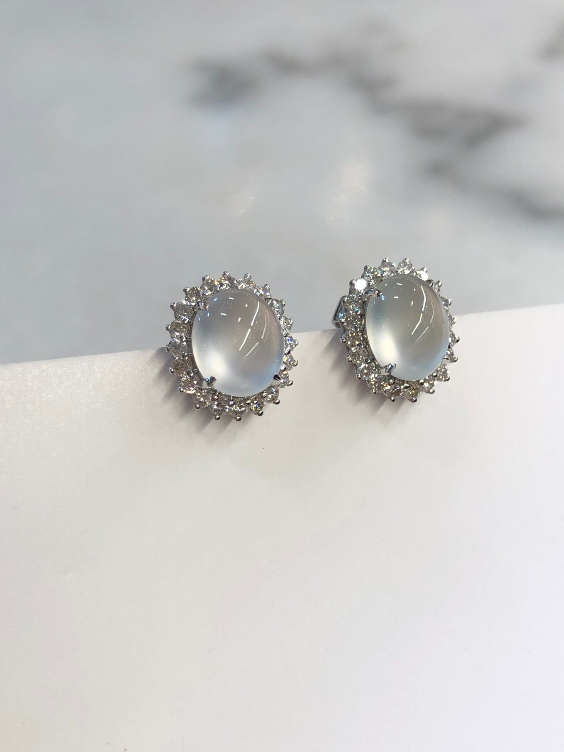 Icy Jade Cabochons Earrings (Glassy Variety)