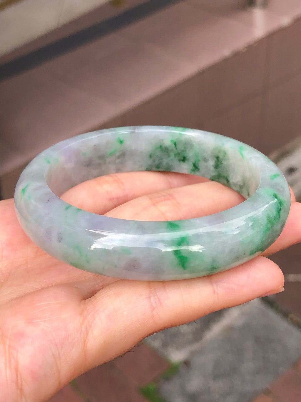Green with Lavender Jade Bangle