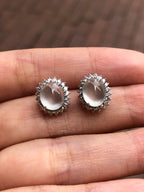 Icy Jade Cabochons Earrings (Glassy Variety)