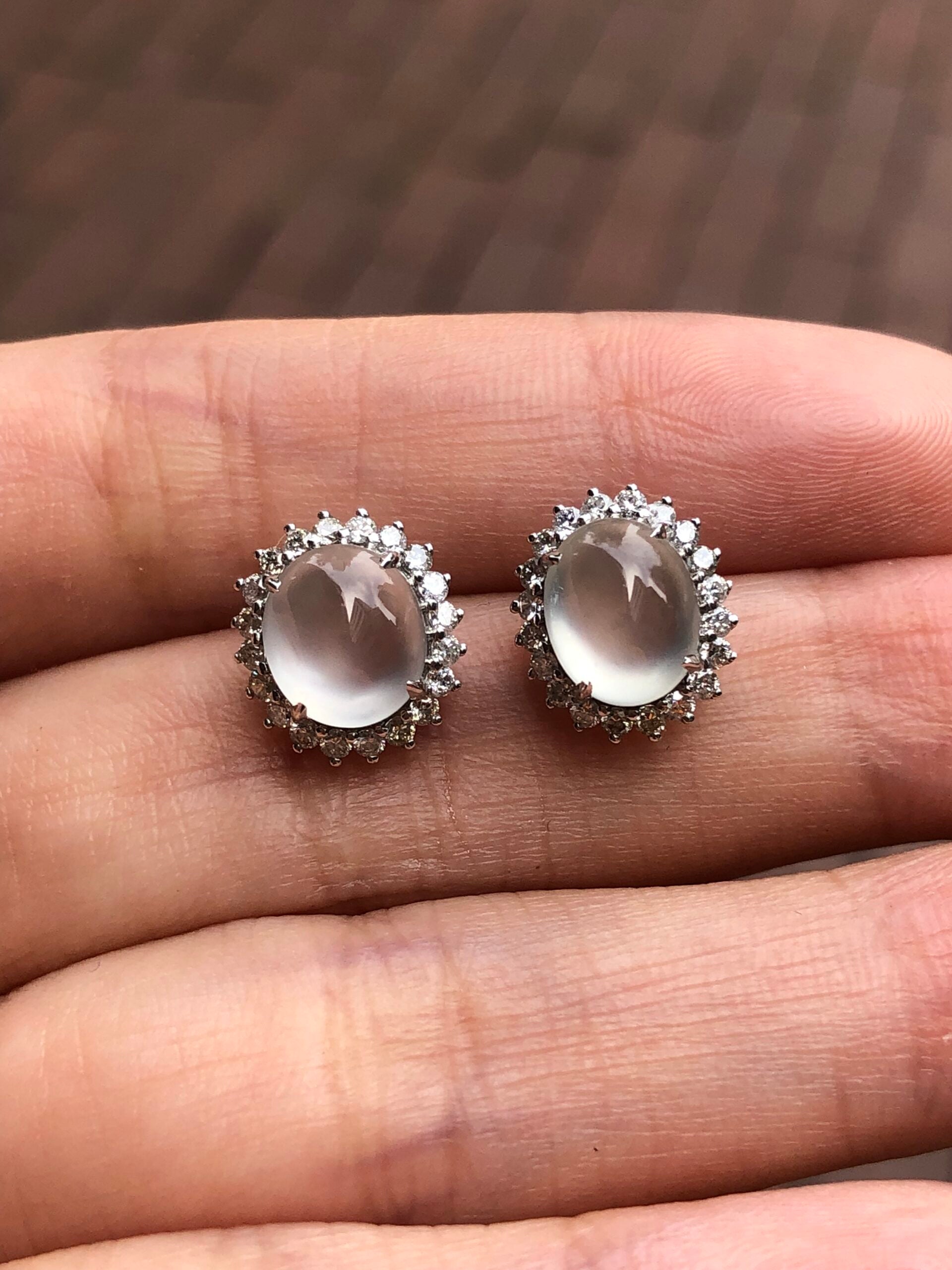 Icy Jade Cabochons Earrings (Glassy Variety)