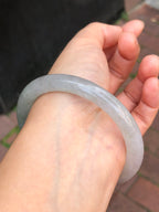 Icy White with Green Jade Bangle