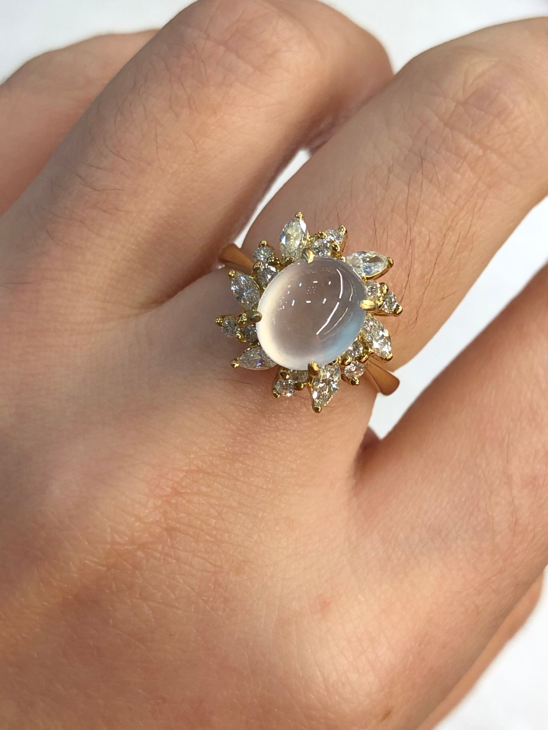 Icy Jade Cabochon Ring (Glassy Variety)