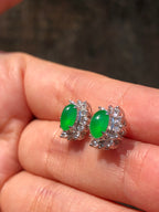 Icy Green Jade Cabochons Earrings