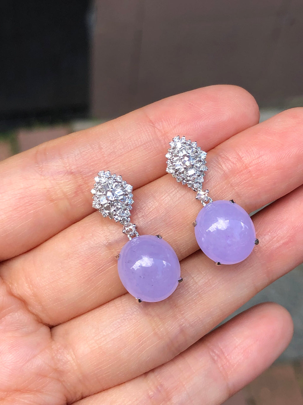Icy Lavender Jade Cabochons Earrings