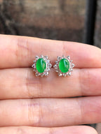Icy Green Jade Cabochons Earrings
