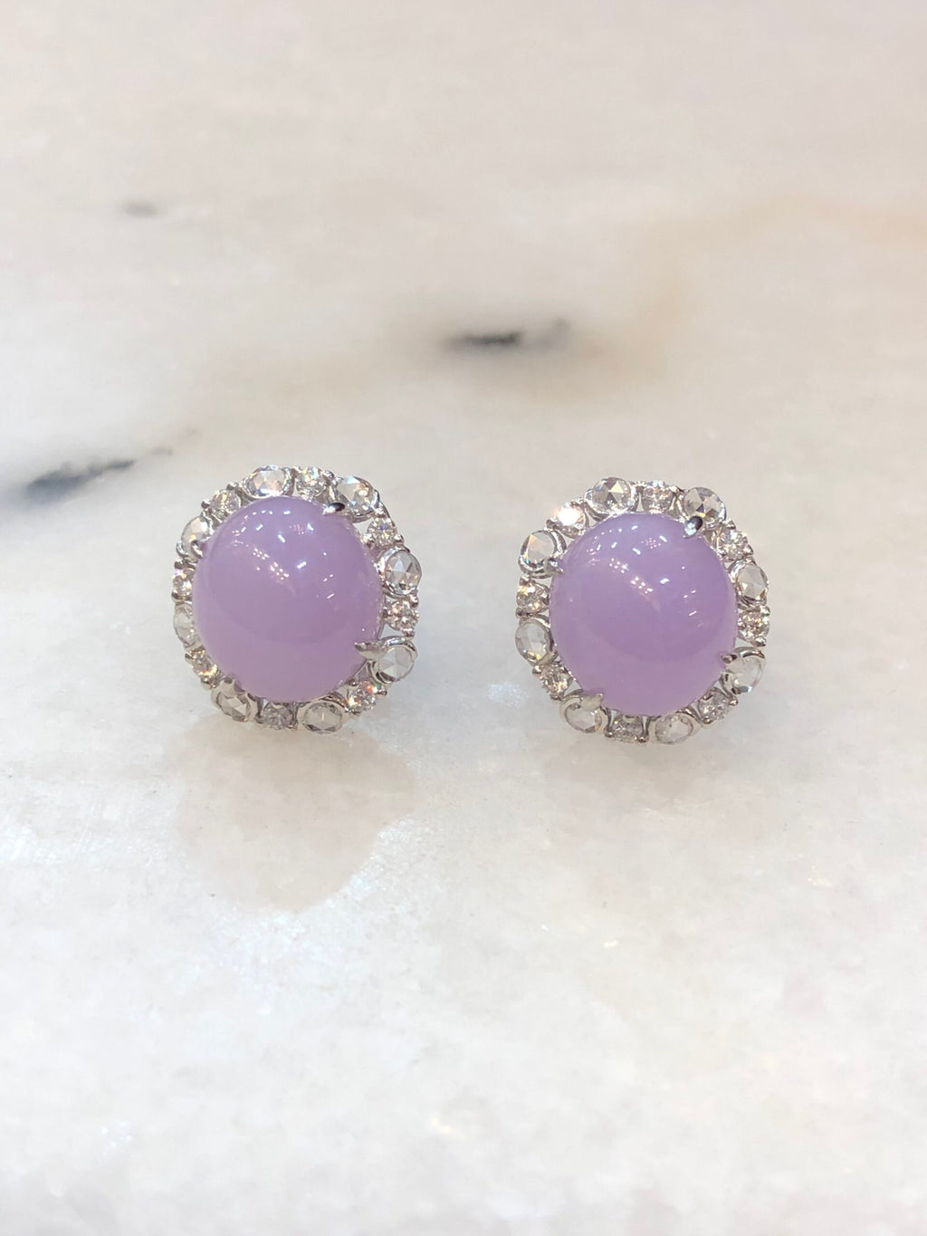 Lavender Jade Cabochons Earrings