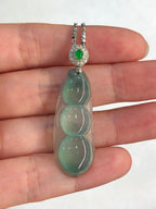 Icy Green Jade Pea Pods Pendant